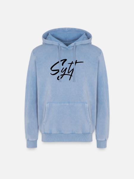 Sylt - Relaxed Unisex Premium Acid-Washed Hoodie - Blau Acid Wash