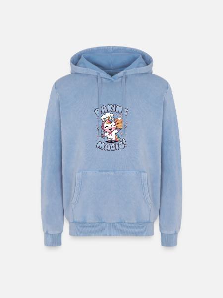 Baking Magic! - Relaxed Unisex Premium Acid Washed Hoodie - acid washed blue