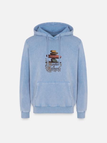 Master Of Stones - Relaxed Unisex Premium Acid Washed Hoodie - acid washed blue