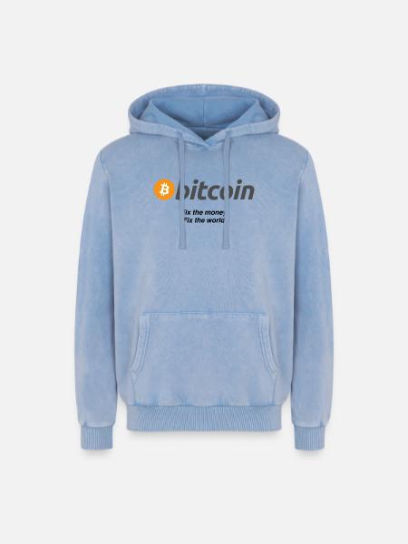 Fixthemoney - Relaxed Unisex Premium Acid-Washed Hoodie - Blau Acid Wash