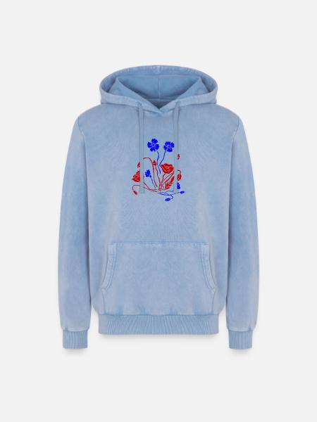 Fleur Picture Fleurs - Sweat à capuche unisexe Premium acid-wash en coton - bleu délavé acide