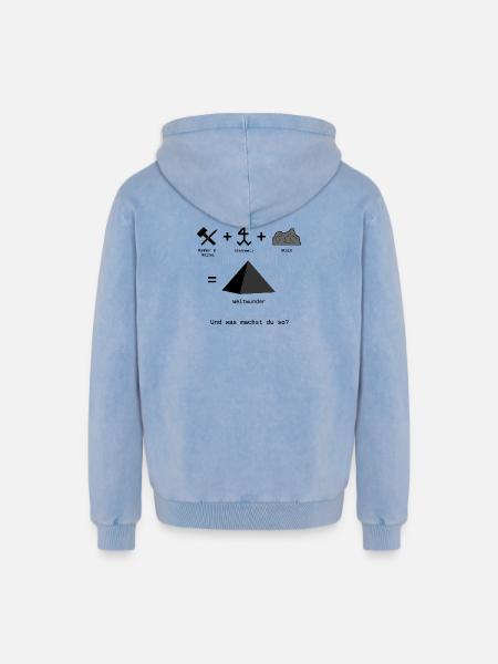 Weltwunder - Relaxed Unisex Premium Acid-Washed Hoodie - Blau Acid Wash