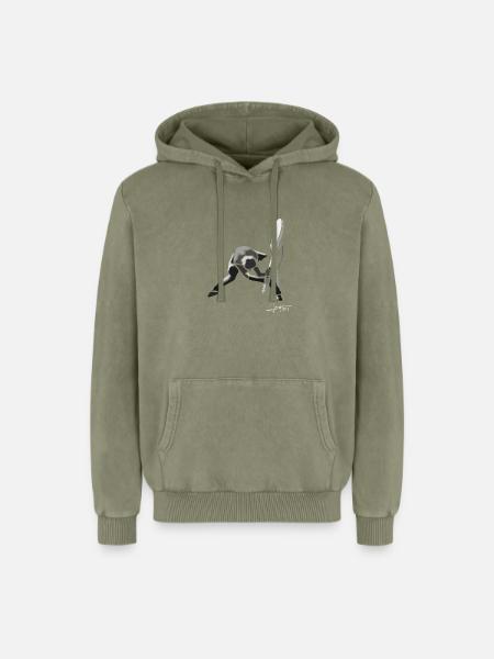 strummer-spread - Sweat à capuche unisexe Premium acid-wash en coton - vert délavé acide