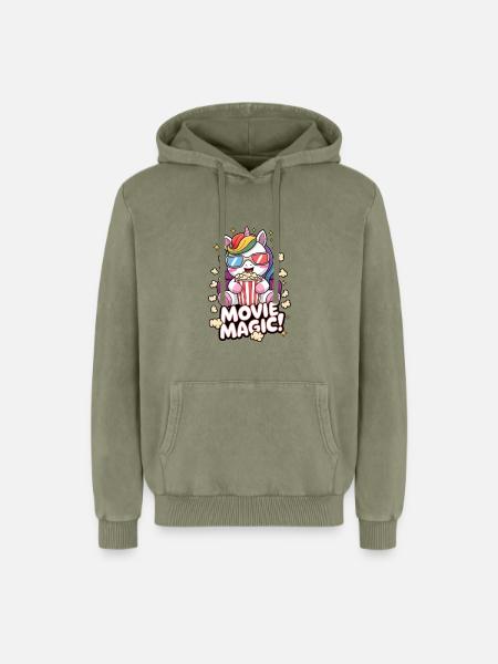Movie Magic! - Relaxed Unisex Premium Acid Washed Hoodie - acid washed green