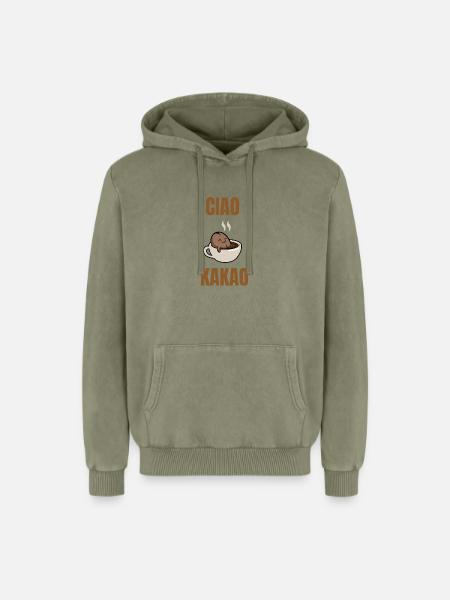 ciao cocoa - Relaxed Unisex Premium Acid Washed Hoodie - acid washed green