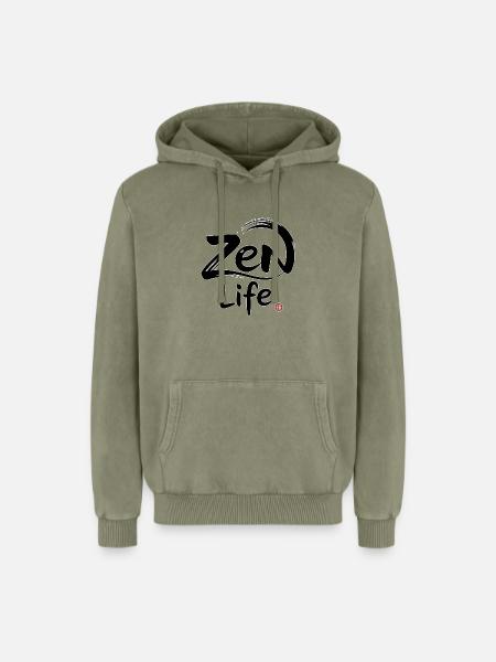 Zen-Leben: Frieden und Gleichgewicht - Relaxed Unisex Premium Acid-Washed Hoodie - Grün Acid Wash