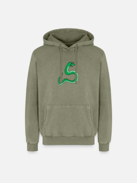 Schlange - Relaxed Unisex Premium Acid-Washed Hoodie - Grün Acid Wash