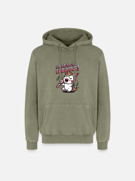 Fa-la-la-la Fabulous! - Relaxed Unisex Premium Acid Washed Hoodie - acid washed green