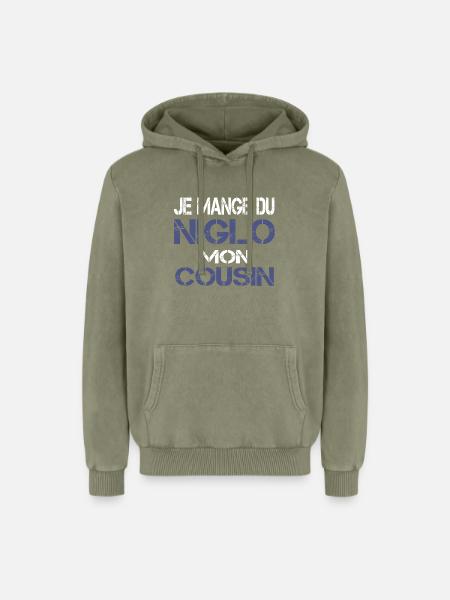 Je mange du Niglo - Sweat à capuche unisexe Premium acid-wash en coton - vert délavé acide
