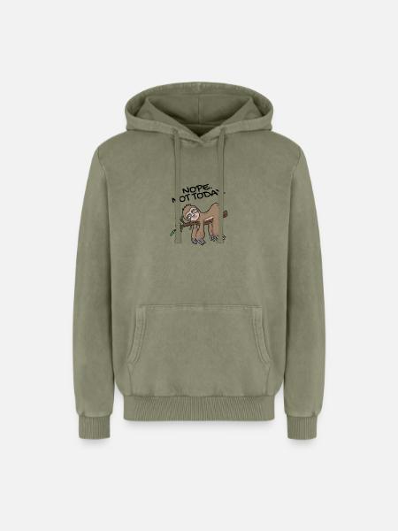 Sloth Nope not today - Relaxed Unisex Premium Acid Washed Hoodie - acid washed green