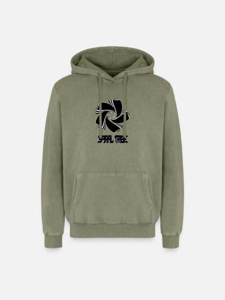 Spiral Tribe - Relaxed Unisex Premium Acid Washed Hoodie - acid washed green