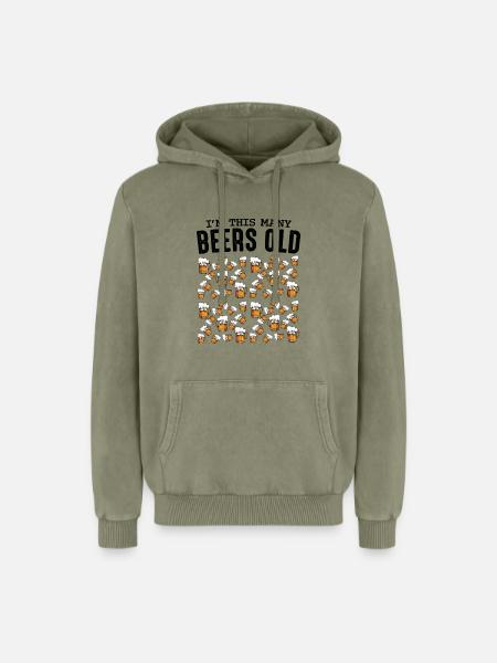 Beer Mug Pattern Collection Birthday 50 - Relaxed Unisex Premium Acid Washed Hoodie - acid washed green