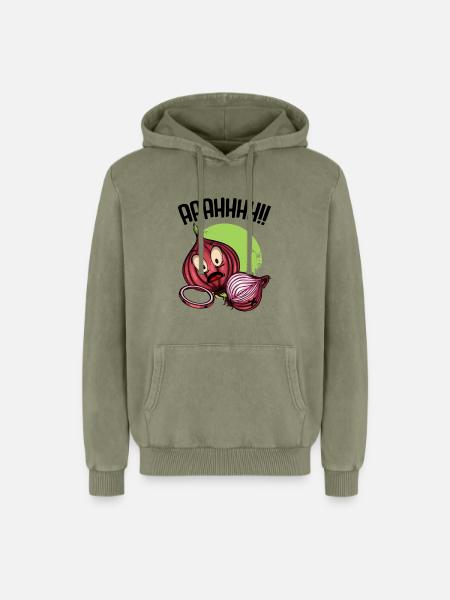 Onion chaos neon illustration - Relaxed Unisex Premium Acid Washed Hoodie - acid washed green