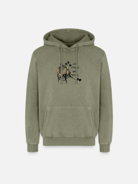 Less Stress More Coffee - Relaxed Unisex Premium Acid Washed Hoodie - acid washed green