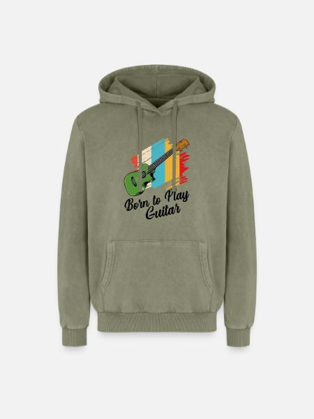 Gitarre - Relaxed Unisex Premium Acid-Washed Hoodie - Grün Acid Wash