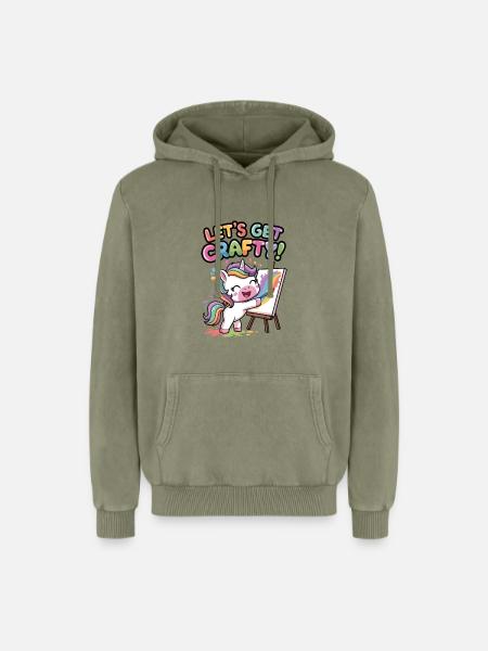 Lass uns kreativ werden! - Relaxed Unisex Premium Acid-Washed Hoodie - Grün Acid Wash