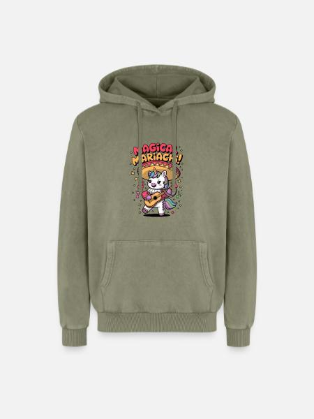 Magical Mariachi - Relaxed Unisex Premium Acid Washed Hoodie - acid washed green