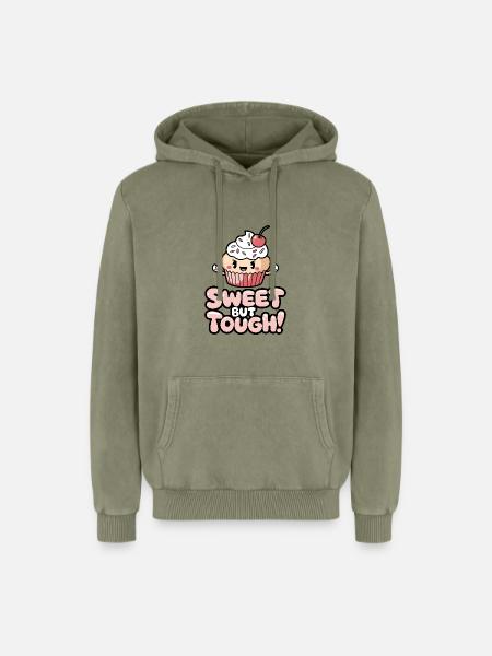 Sweet But Tough! - Relaxed Unisex Premium Acid Washed Hoodie - acid washed green