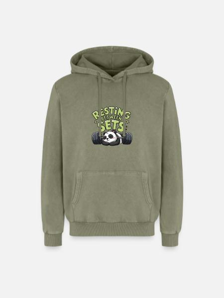 Resting Between Sets - Relaxed Unisex Premium Acid Washed Hoodie - acid washed green
