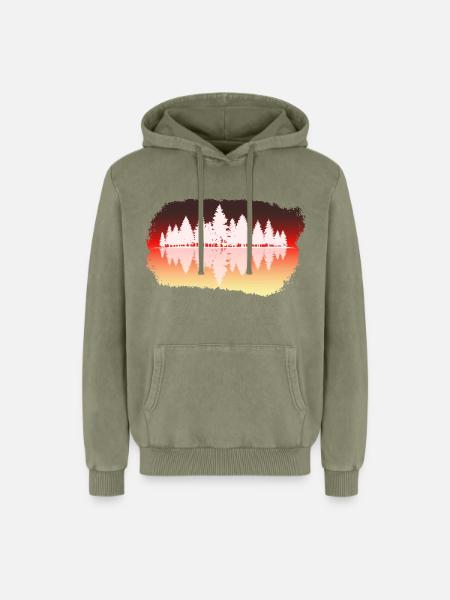 Wald - Forest - Relaxed Unisex Premium Acid-Washed Hoodie - Grün Acid Wash