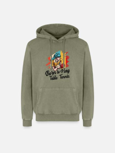 Ping-pong - Sweat à capuche unisexe Premium acid-wash en coton - vert délavé acide