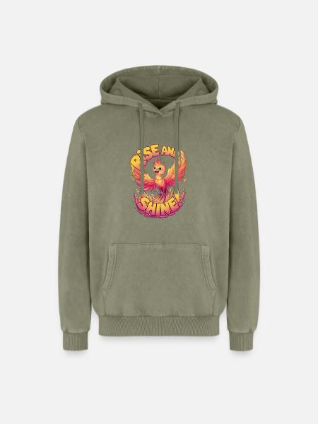 Raus aus den Federn - Relaxed Unisex Premium Acid-Washed Hoodie - Grün Acid Wash
