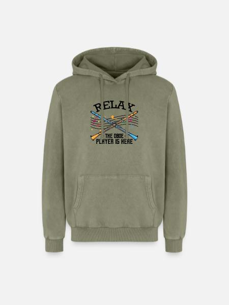 hautbois - Sweat à capuche unisexe Premium acid-wash en coton - vert délavé acide