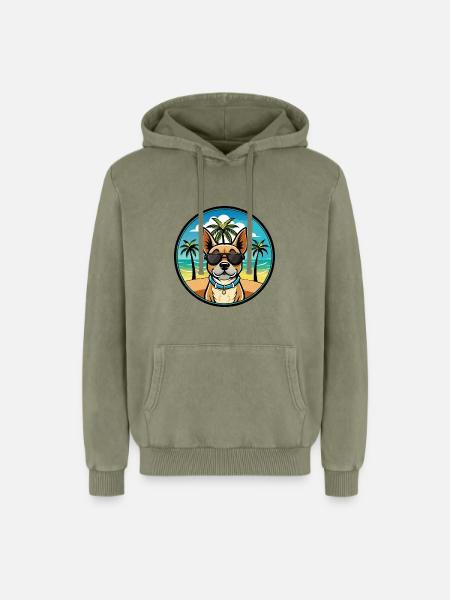 Braque Du Bourbonnais Hunderasse Cartoon Sonnenbrille - Relaxed Unisex Premium Acid-Washed Hoodie - Grün Acid Wash