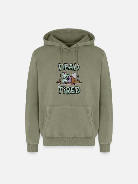 Dead Tired - Relaxed Unisex Premium Acid Washed Hoodie - acid washed green