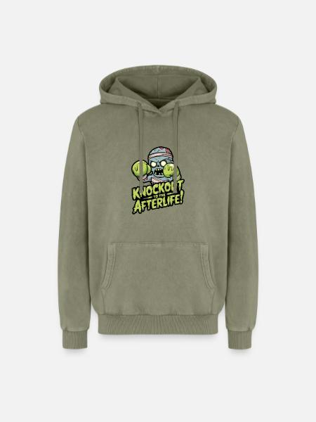 KO à la - Sweat à capuche unisexe Premium acid-wash en coton - vert délavé acide