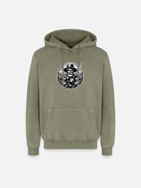 Angler Logo - Relaxed Unisex Premium Acid Washed Hoodie - acid washed green