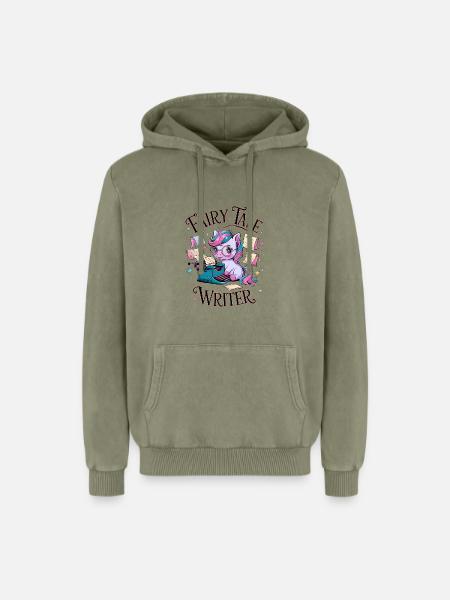 Fairy Tale Writer - Relaxed Unisex Premium Acid Washed Hoodie - acid washed green
