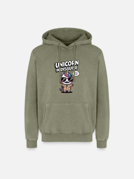 Unverkleidetes Einhorn - Relaxed Unisex Premium Acid-Washed Hoodie - Grün Acid Wash
