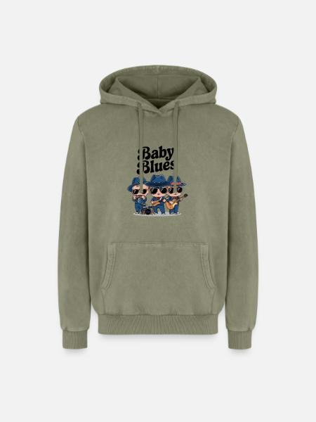 Baby Blues - Sweat à capuche unisexe Premium acid-wash en coton - vert délavé acide