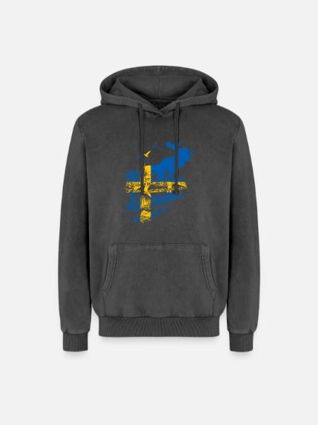 SWEDEN MOOSE - Relaxed Unisex Premium Acid Washed Hoodie - acid washed black