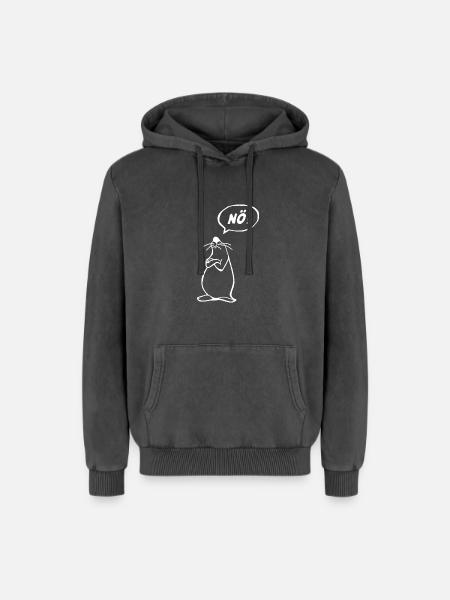 NÖ Maus - Relaxed Unisex Premium Acid-Washed Hoodie - Schwarz Acid Wash