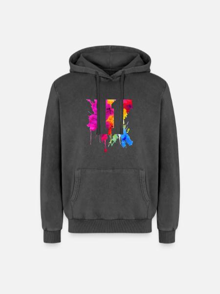 11 ANS 11E ANNIVERSAIRE - Sweat à capuche unisexe Premium acid-wash en coton - noir délavé acide