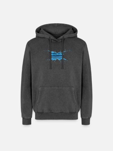 Water drop - Relaxed Unisex Premium Acid Washed Hoodie - acid washed black