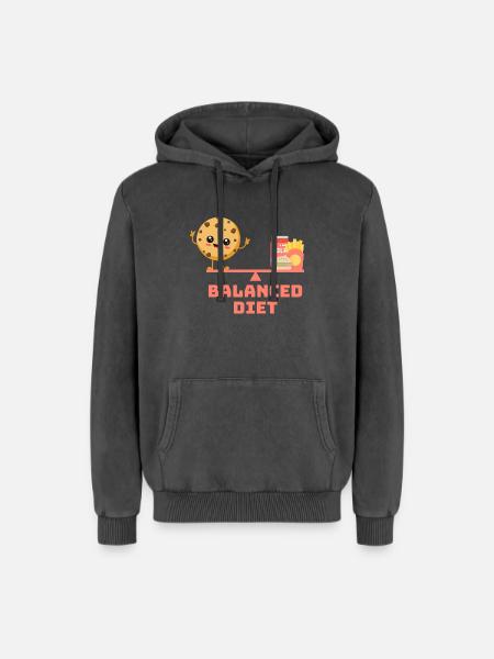 équilibré cookie fastfood Régime - Sweat à capuche unisexe Premium acid-wash en coton - noir délavé acide