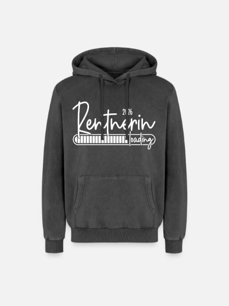 Rentnerin 2026 Loading - Relaxed Unisex Premium Acid-Washed Hoodie - Schwarz Acid Wash