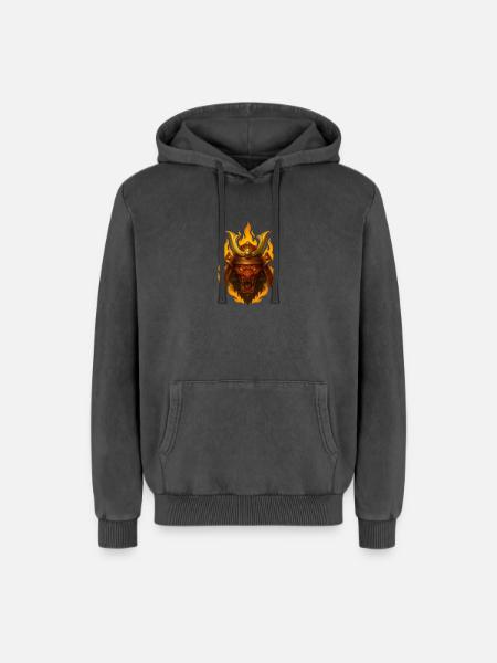 EMBER RONIN - Relaxed Unisex Premium Acid Washed Hoodie - acid washed black