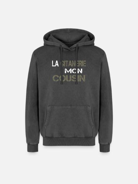La gitanerie mon cousin - Sweat à capuche unisexe Premium acid-wash en coton - noir délavé acide