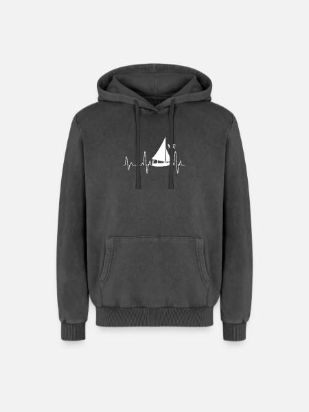 Segeln - Relaxed Unisex Premium Acid-Washed Hoodie - Schwarz Acid Wash
