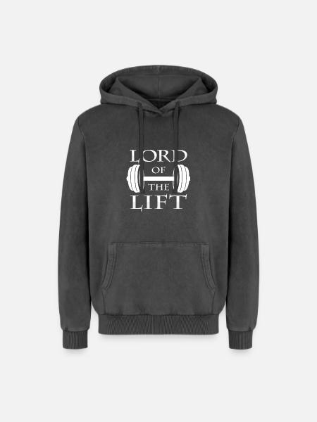 dumbbell - Relaxed Unisex Premium Acid Washed Hoodie - acid washed black