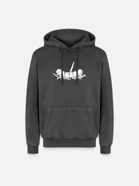 French fries currywurst - Relaxed Unisex Premium Acid Washed Hoodie - acid washed black