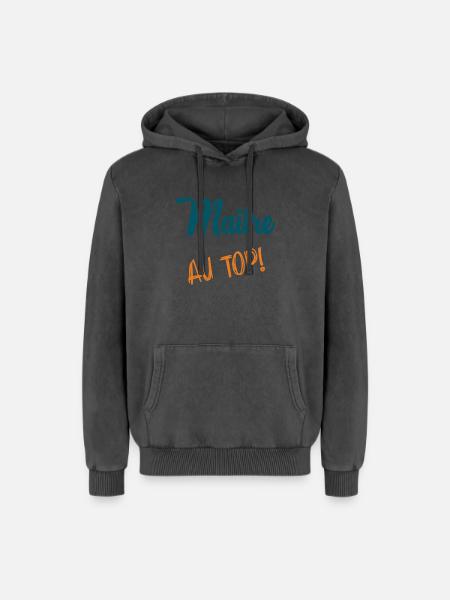 MAITRE - Sweat à capuche unisexe Premium acid-wash en coton - noir délavé acide