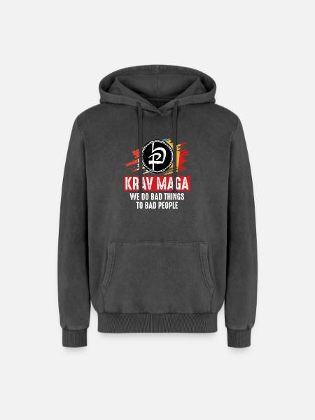 Krav Maga - Relaxed Unisex Premium Acid Washed Hoodie - acid washed black