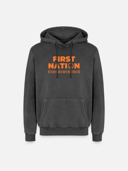 first nation indigenous USA - Relaxed Unisex Premium Acid Washed Hoodie - acid washed black