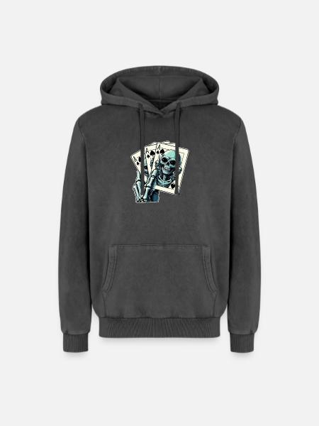 Jeu de cartes Alien - Sweat à capuche unisexe Premium acid-wash en coton - noir délavé acide