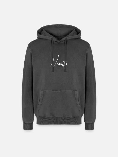 Namaste Schrift - Relaxed Unisex Premium Acid-Washed Hoodie - Schwarz Acid Wash